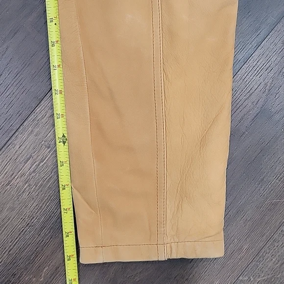 Vintage 80s 90s high waist tapered  camel leather  pants. Size 6 - Picture 9 of 13